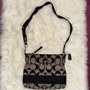 Coach Black and Gray Signature Canvas Crossbody